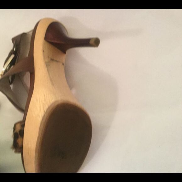 Michael Kors Calf Hair Animal Print Leather Wooden - Picture 10 of 11